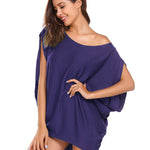 Women's Off Shoulder Blouse Loose Summer T Shirts Batwing Sleeve Tops S-XXL - Nadorine (Us Only)