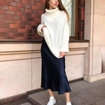 Satin Zipper Elegant Work Skirts - Nadorine (US Only)