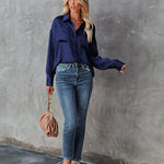 Satin Silk Button Down Shirts - Nadorine (Us Only)