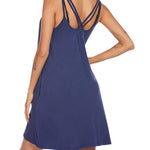Women's Swimwear Coverups Tank Sundresses Beach Spaghetti Strap Dress Bikini Cover Up Swing Strap Dresses with Pockets - Nadorine (Us Only)