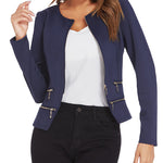 Zeagoo Womens Blazer Cropped Open Front Zipper Dress Jacket O Neck Casual Office Suit Jacket