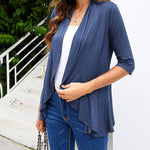 Nadorine Women's 3/4 Sleeve Draped Ruffles Cardigan