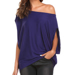 Women's Off Shoulder Blouse Loose Summer T Shirts Batwing Sleeve Tops S-XXL - Nadorine (Us Only)