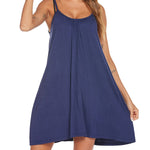 Women's Swimwear Coverups Tank Sundresses Beach Spaghetti Strap Dress Bikini Cover Up Swing Strap Dresses with Pockets - Nadorine (Us Only)