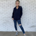 Womens Quilted Sweatshirts Quarter Zip Pullovers Lightweight Long Sleeve Stand Collar Tops with Kangaroo Pocket - Nadorine (Us Only)