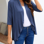 Nadorine Women's 3/4 Sleeve Draped Ruffles Cardigan