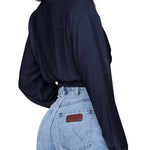 Zeagoo Women's V Neck Twist Hem Blouse Long Sleeve Crop Top Casual Button Shirts