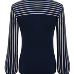 Nadorine Bow Tie Neck Long Sleeve Shirts Work Tops