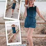 Womens Summer 2 Piece Outfits Sleeveless Round Neck Tops and High-waisted with Drawstring Casual Shorts Tracksuit Sets - Nadorine (Us Only)