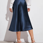 Satin Zipper Elegant Work Skirts - Nadorine (US Only)