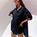 Nadorine 3/4 Sleeve Shirts Button Down Beach Cover Up