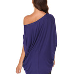 Women's Off Shoulder Blouse Loose Summer T Shirts Batwing Sleeve Tops S-XXL - Nadorine (Us Only)