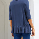 Nadorine Women's 3/4 Sleeve Draped Ruffles Cardigan