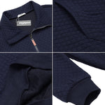 Womens Quilted Sweatshirts Quarter Zip Pullovers Lightweight Long Sleeve Stand Collar Tops with Kangaroo Pocket - Nadorine (Us Only)