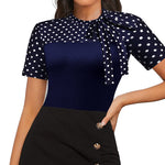 Nadorine Women's Casual Tie Neck Tunic Blouse Tops