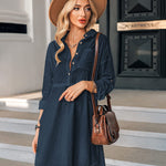 Linen Tunic Dress Shirts Boho Coverup Dresses with Belt - Nadorine (Us Only)