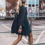 Linen Tunic Dress Shirts Boho Coverup Dresses with Belt - Nadorine (Us Only)