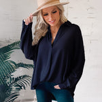 Women's Silk Shirts V Neck Shirred Lantern Sleeve Casual Work Blouse Tunic Tops - Nadorine (Us Only)