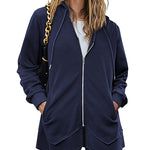 Women Zip Up Hoodies Fleece Lined Tunic Sweatshirt Long Casual Hoodie Jacket with Pockets - Nadorine (Us Only)