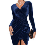 Zeagoo Women's Velvet Dress Long Sleeve Elegant Cocktail Dress