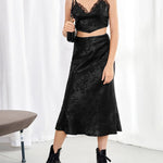 Satin Zipper Elegant Work Skirts - Nadorine (US Only)