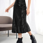 Satin Zipper Elegant Work Skirts - Nadorine (US Only)