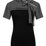 Nadorine Women's Casual Tie Neck Tunic Blouse Tops