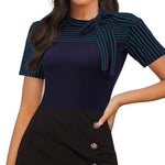 Nadorine Women's Casual Tie Neck Tunic Blouse Tops