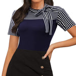 Nadorine Women's Casual Tie Neck Tunic Blouse Tops