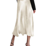 Satin Zipper Elegant Work Skirts - Nadorine (US Only)