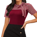 Nadorine Women's Casual Tie Neck Tunic Blouse Tops