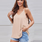 Nadorine V-Neck Chiffon Spaghetti Strap Tank Top