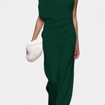 Asymmetrical One-Shoulder Jumpsuit with Flowing Legs by Etta