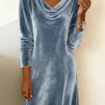 Elara | Elegant Velvet Dress with Draped Neckline