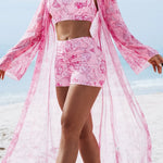Multicolor printed three-piece swimsuit