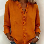 Cayla | Elegant V-neck Ruffles Blouse