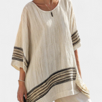 Mariella | Elegant black striped linen top and flowy pants