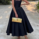 Stylish And Elegant Off-Shoulder Strapless Sleeveless Mixi Dress