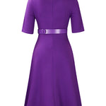 Elegant Office Wear A-Line Flowy Pleated Dress