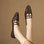 Ceyla™ | Brogued Double-Strap Mary Jane Flat