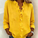 Cayla | Elegant V-neck Ruffles Blouse