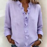 Cayla | Elegant V-neck Ruffles Blouse