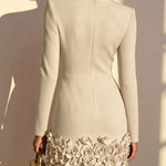Rosalie – Fitted Dress with Embossed Floral Hem