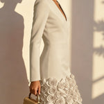 Rosalie – Fitted Dress with Embossed Floral Hem