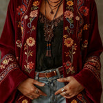 Carcy | Boho Embroidered Kimono Cardigan