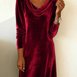 Elara | Elegant Velvet Dress with Draped Neckline