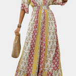 Bohemian V-Neck Jumpsuit with Flowing Sleeves by Ayana