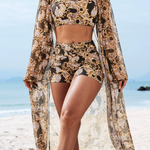 Multicolor printed three-piece swimsuit