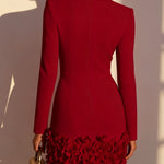 Rosalie – Fitted Dress with Embossed Floral Hem