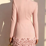 Rosalie – Fitted Dress with Embossed Floral Hem
